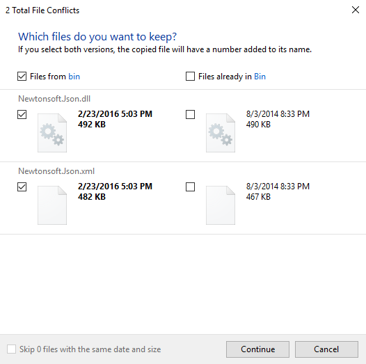 bin files conflict