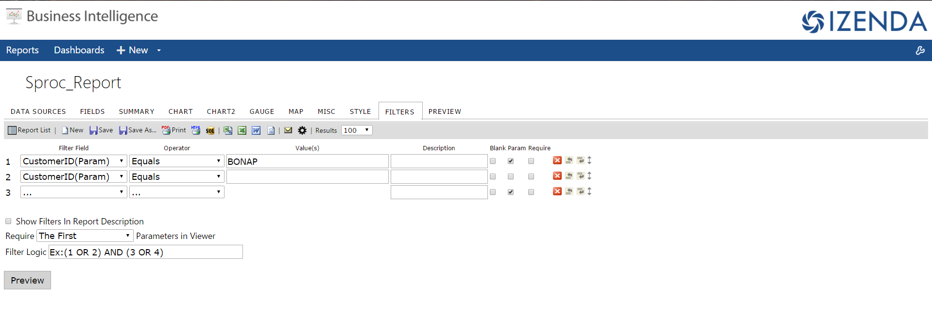 Stored Procedure Filters on CustomerID