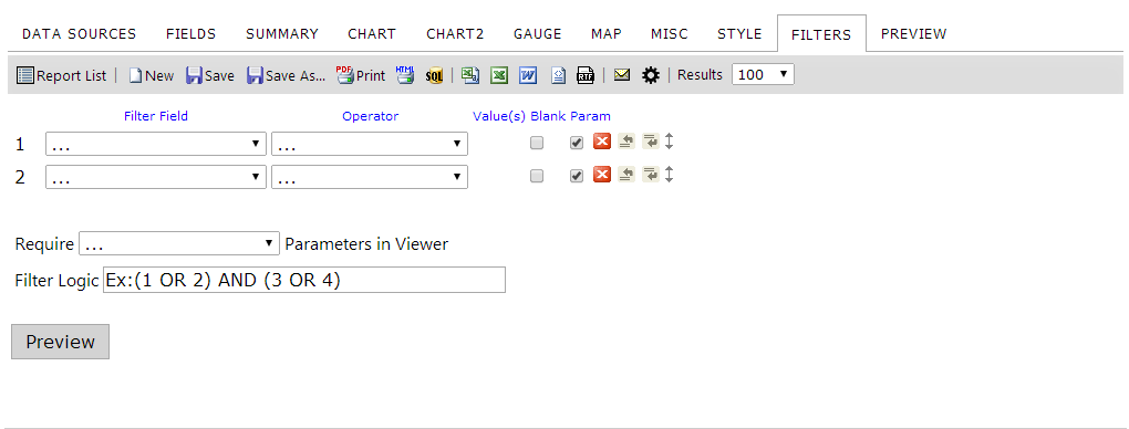 The Filters Tab