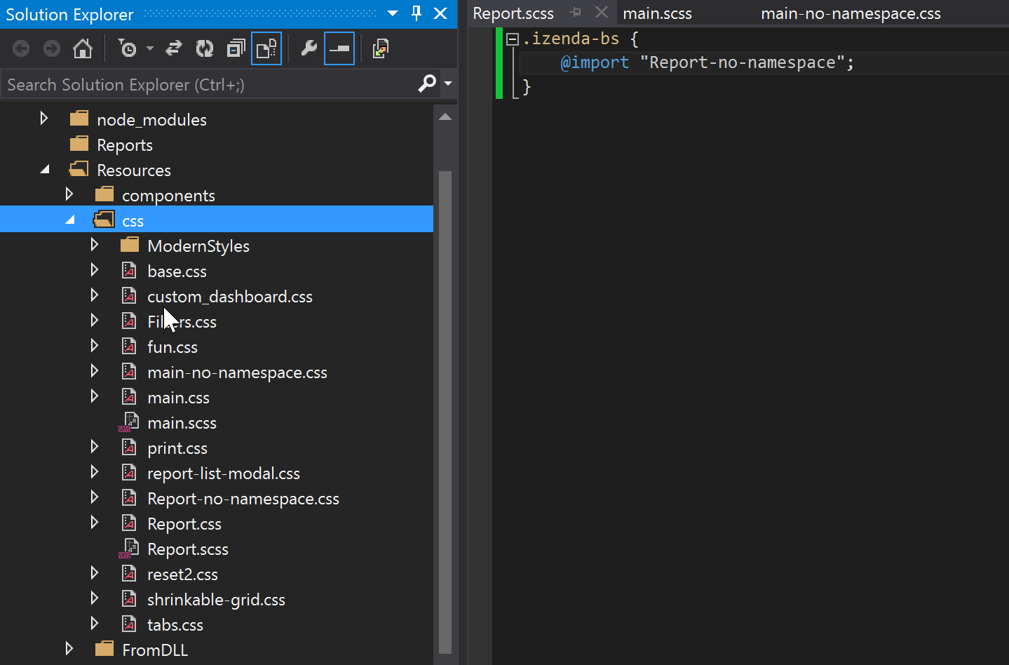 Create Report SASS sheets