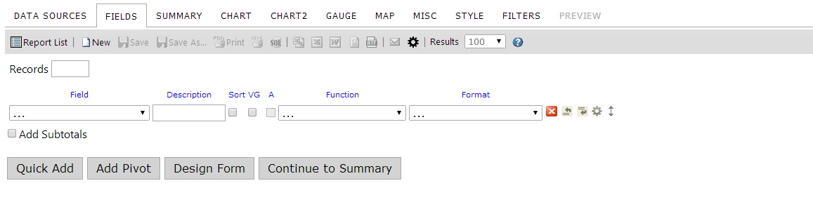 Fields tab