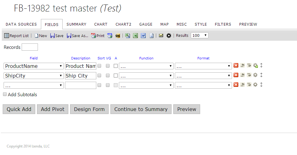 Design the main report