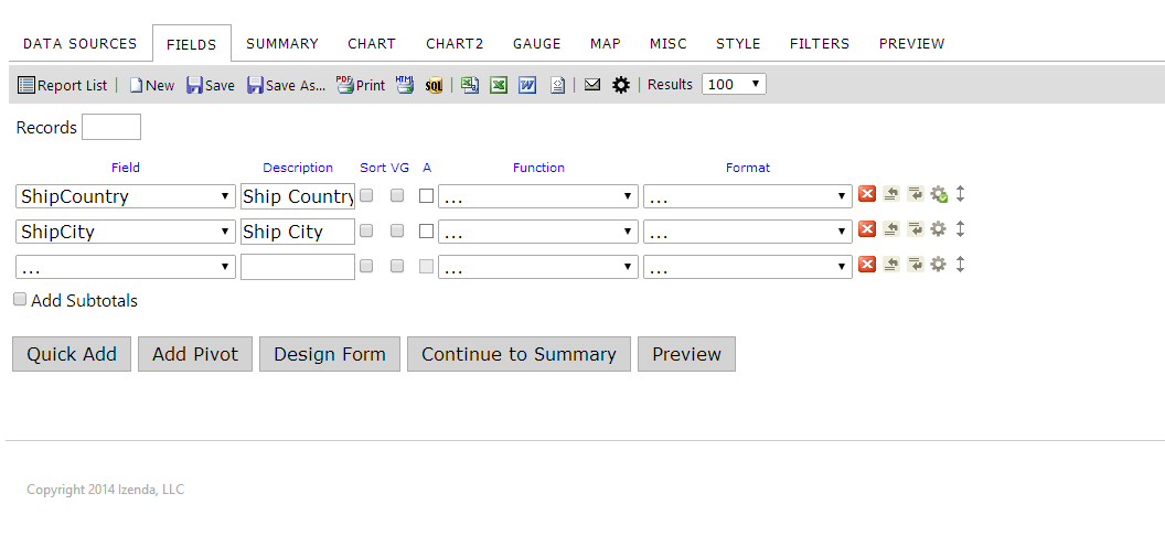 Design the main report